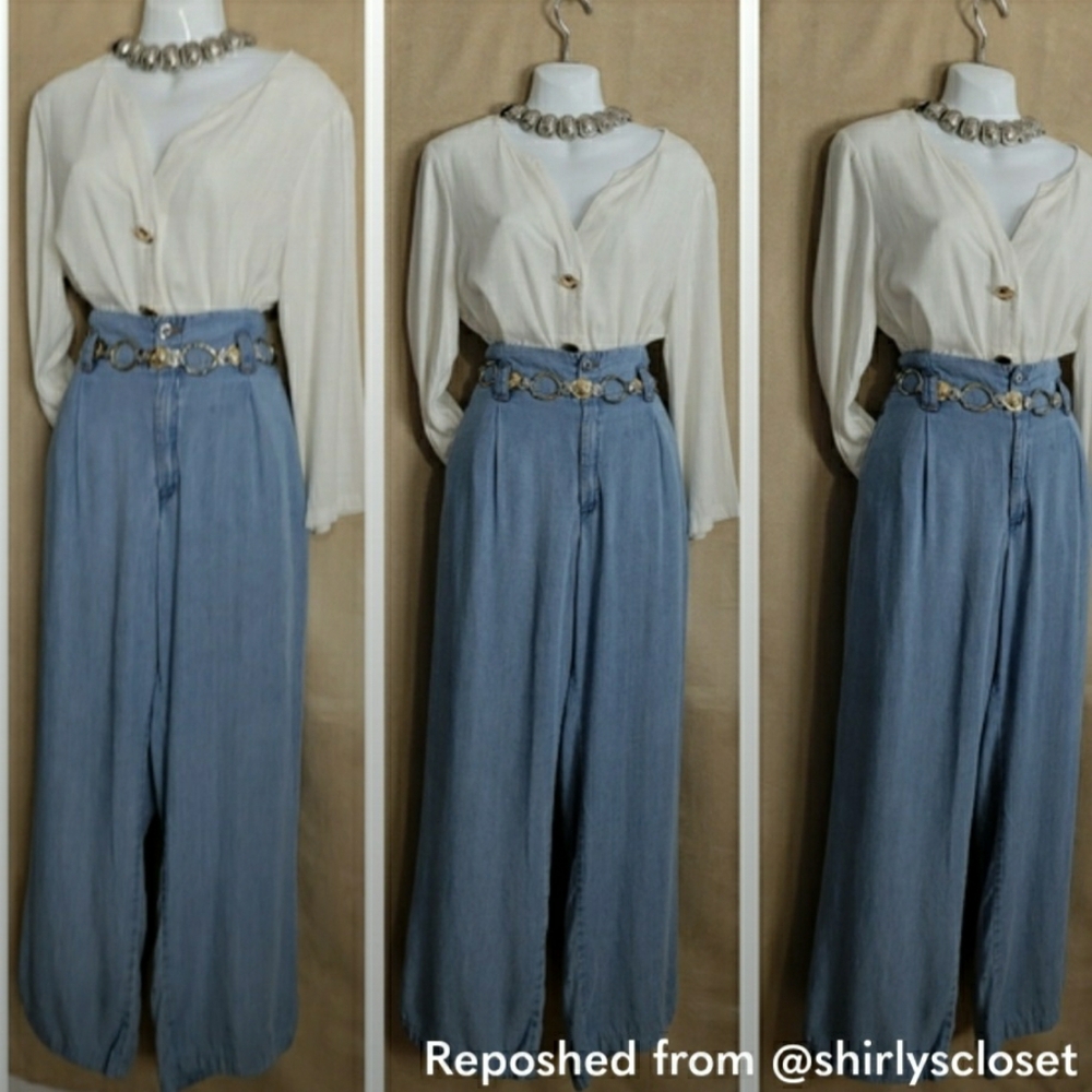 Light-weight Flowing High waist jeans / L